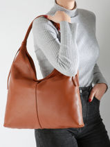 Schoudertassen Caviar Leder Milano Oranje caviar CA24091-vue-porte
